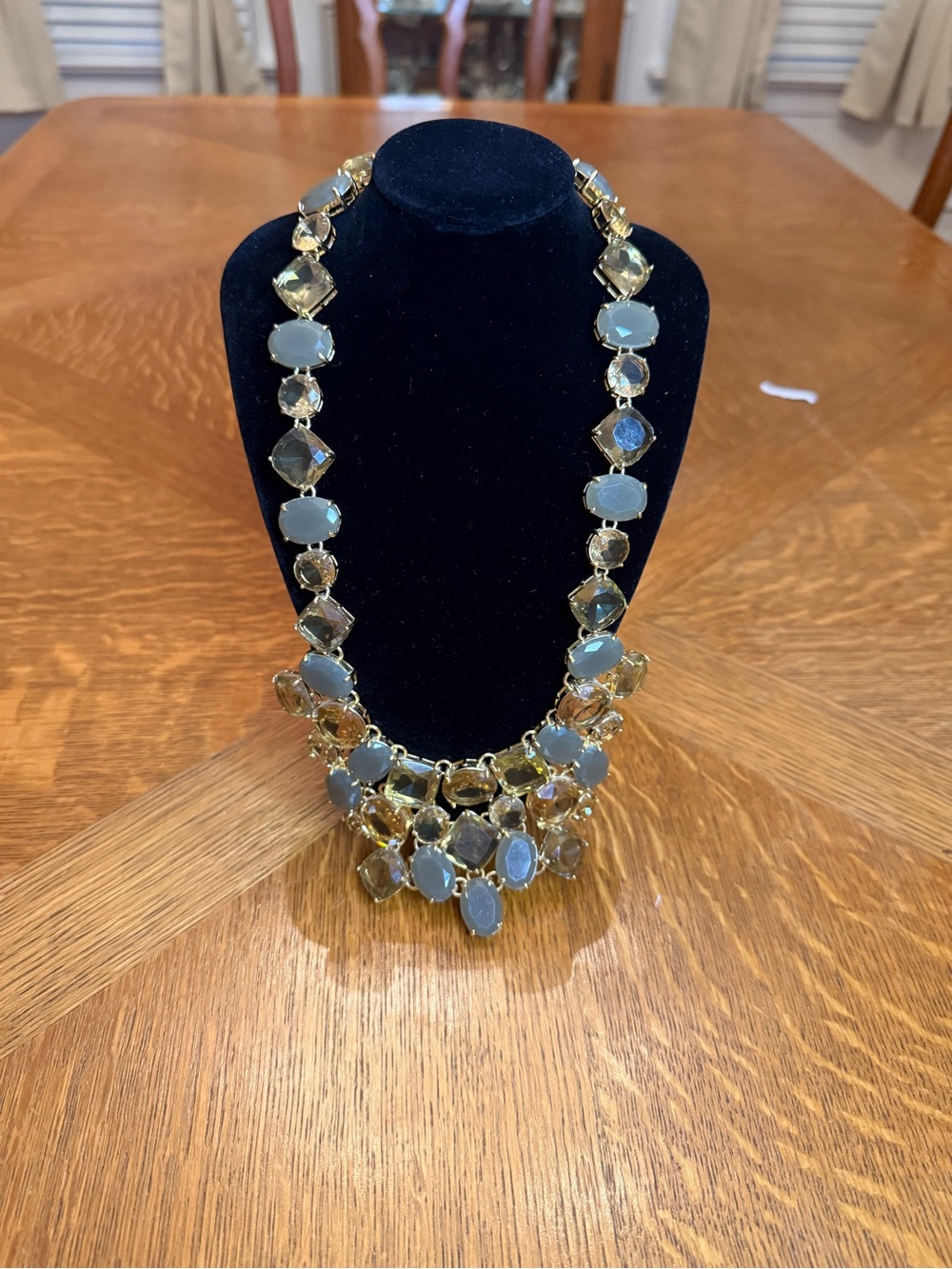 Talbots Gold-Tone Statement Necklace with Gray and Champagne Stones
